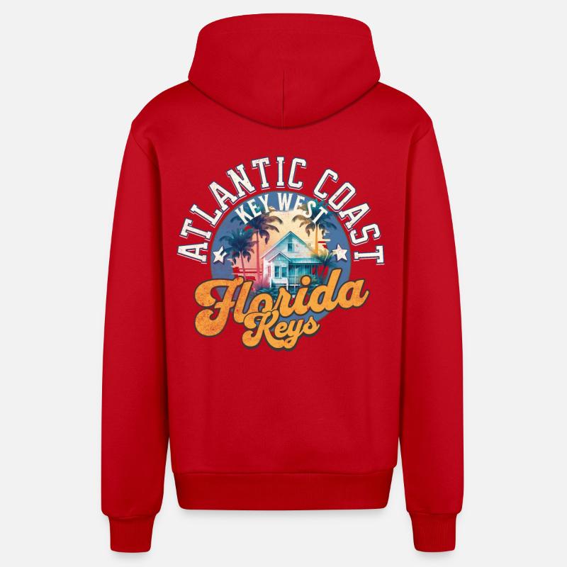 Florida keys Key West - Veste à capuche bio décontractée fabriquée en UE - rouge