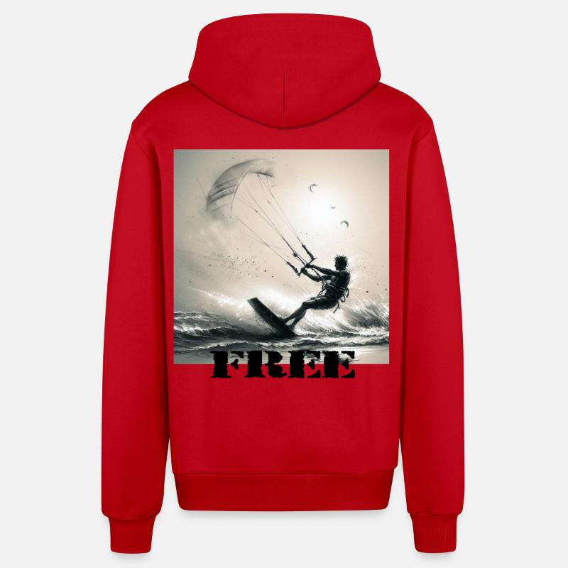 Kitesurf - Veste à capuche bio décontractée fabriquée en UE - rouge