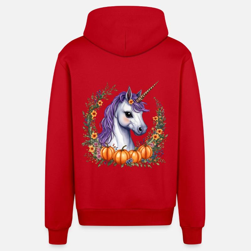 Poney d’Halloween - Veste à capuche bio décontractée fabriquée en UE - rouge