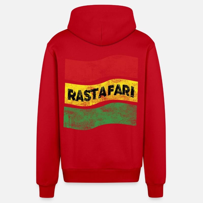 Rastafari Drapeau - Veste à capuche bio décontractée fabriquée en UE - rouge
