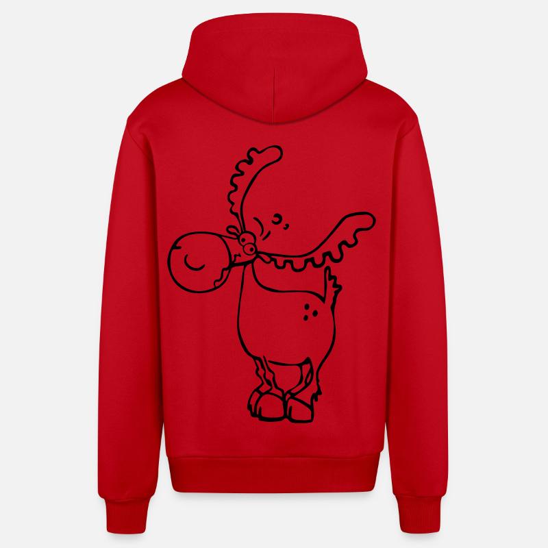 Alces - Élan -Orignal - Veste à capuche bio décontractée fabriquée en UE - rouge