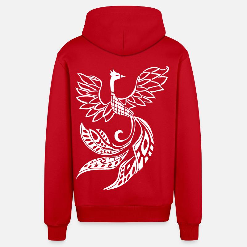 Oiseau phénix blanc - Veste à capuche bio décontractée fabriquée en UE - rouge