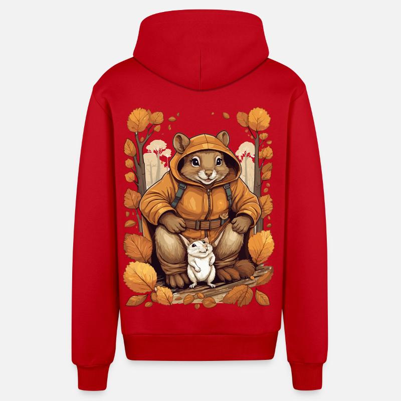 Süßes Eichhörnchen mit Maus - Organic Relaxed Kapuzenjacke Made in EU - Rot