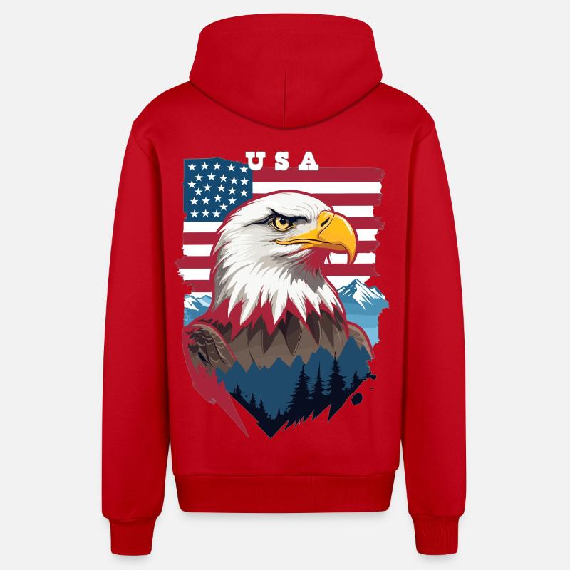 Pygargue à tête blanche - Veste à capuche bio décontractée fabriquée en UE - rouge