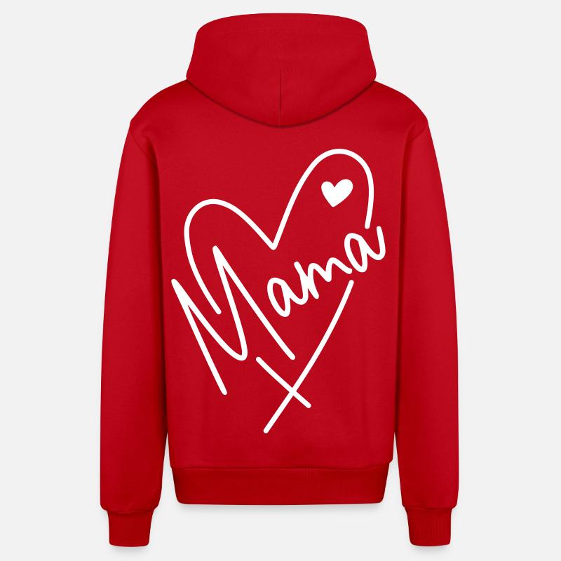 Cœur de maman - Veste à capuche bio décontractée fabriquée en UE - rouge