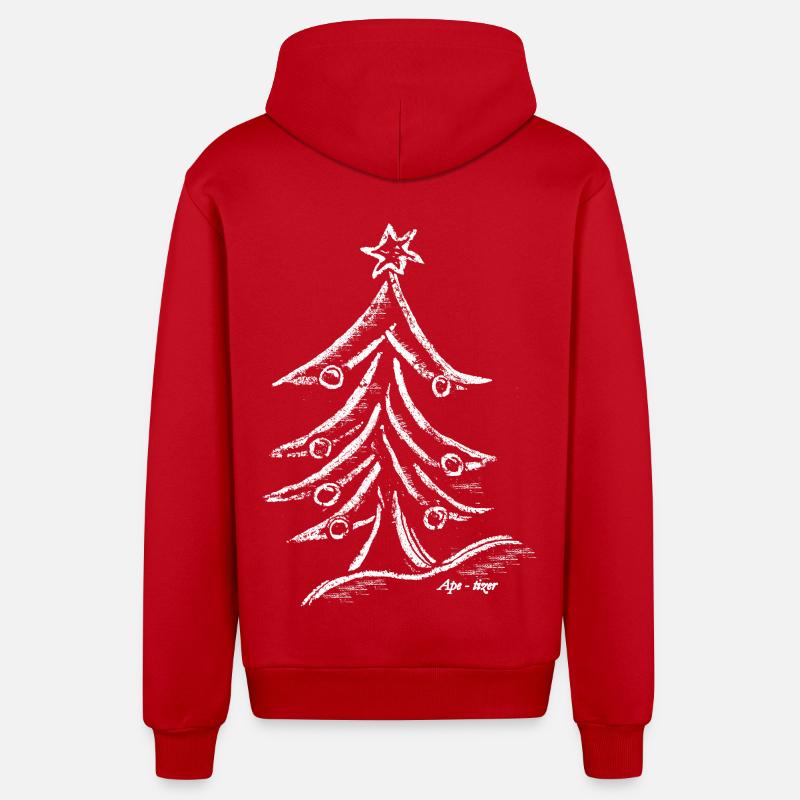 Weihnachtsbaum Silhouette mit Stern - Organic Relaxed Kapuzenjacke Made in EU - Rot