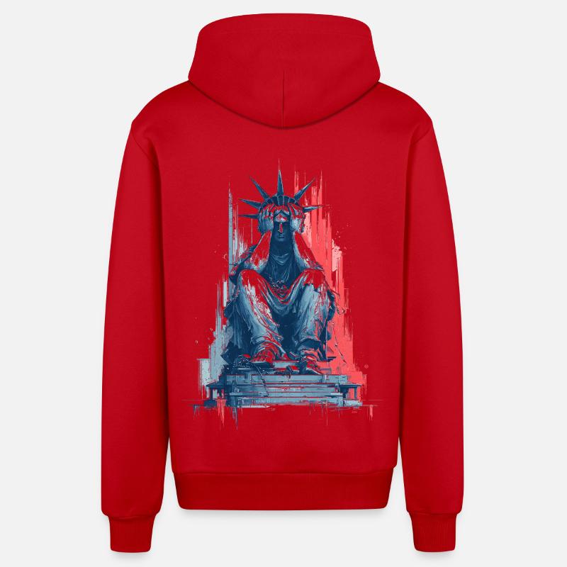 Triste Dame Liberté - Veste à capuche bio décontractée fabriquée en UE - rouge