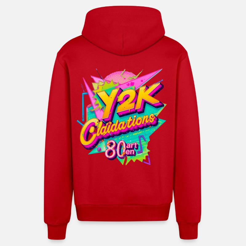 Conception de célébration rétro Y2K - Veste à capuche bio décontractée fabriquée en UE - rouge