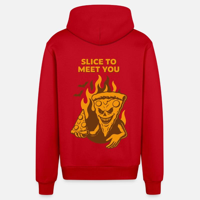 Devilish Pizza - Slice pour vous rencontrer - Veste à capuche bio décontractée fabriquée en UE - rouge