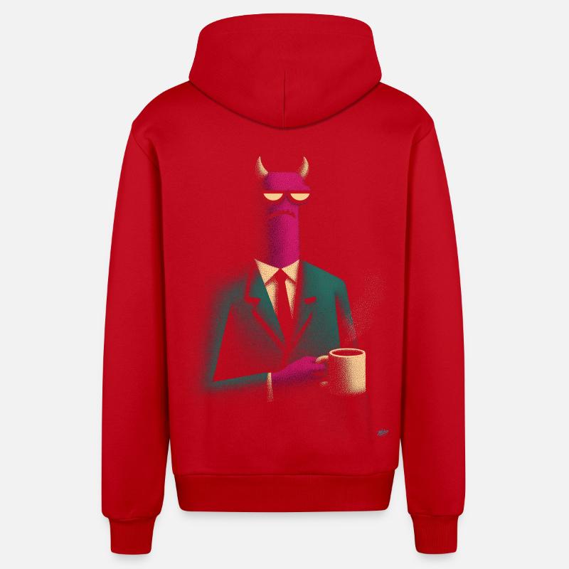Dämon im Anzug mit Kaffee - Organic Relaxed Kapuzenjacke Made in EU - Rot