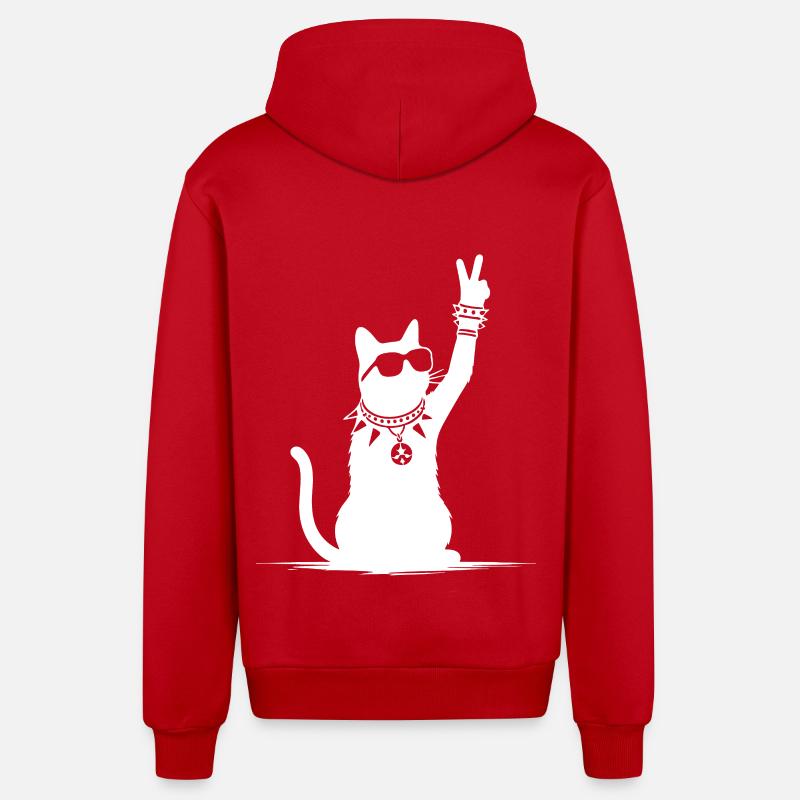 Rocker Cat Design – Cool & Loud - Veste à capuche bio décontractée fabriquée en UE - rouge