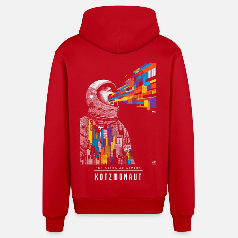 Kotzmonaut - Veste à capuche bio décontractée fabriquée en UE - rouge