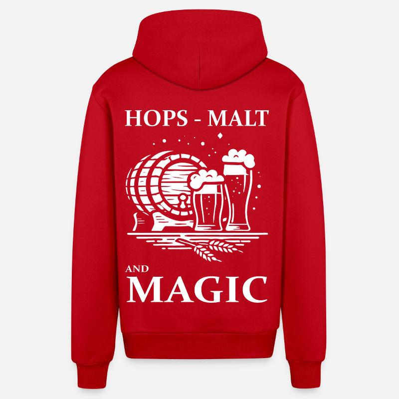 Bier Design – Hops, Malt and Magic - Organic Relaxed Kapuzenjacke Made in EU - Rot