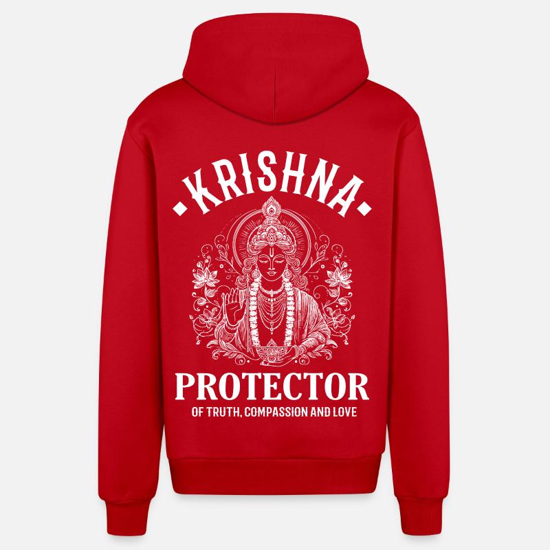 Krishna – Conception de divinité indienne - Veste à capuche bio décontractée fabriquée en UE - rouge
