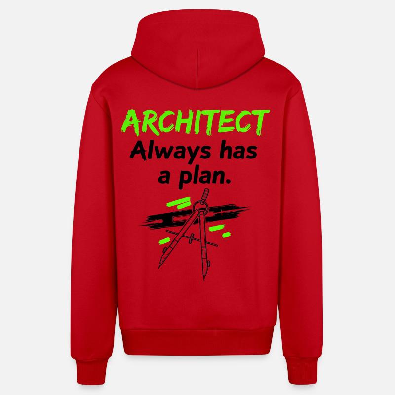 Architecte avec un plan - Veste à capuche bio décontractée fabriquée en UE - rouge