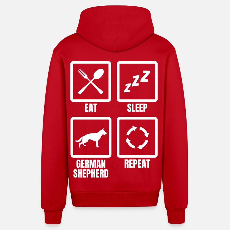 Eat Sleep German Shepherd Repeat - Organic Relaxed Hooded Jacket Made in EU - red