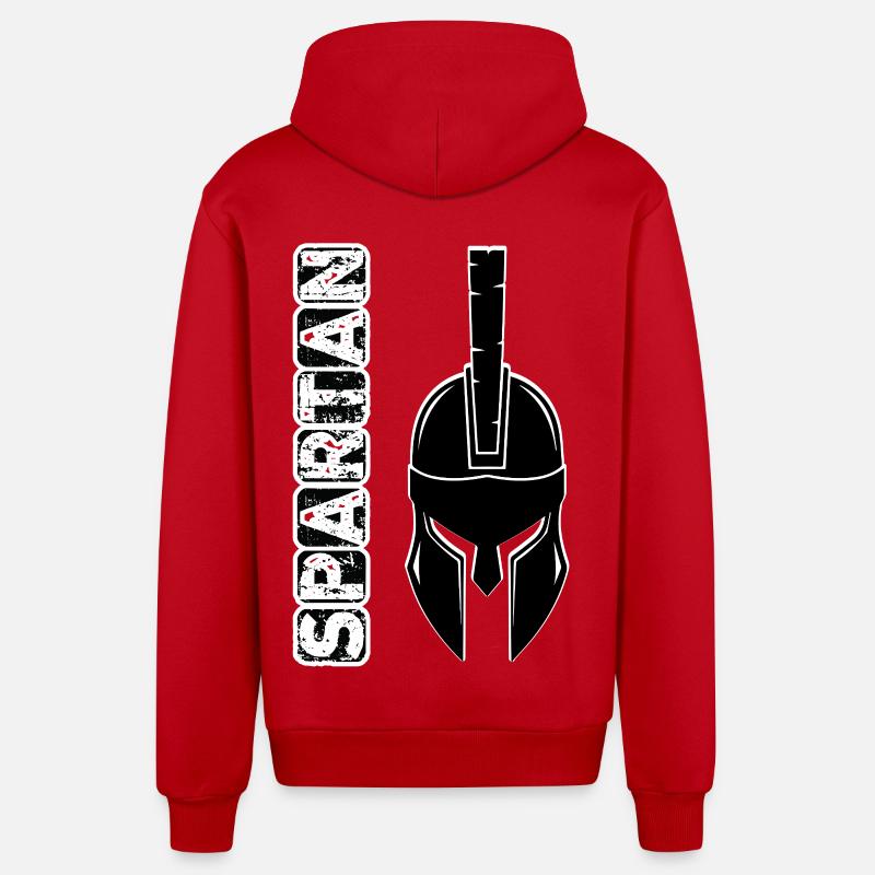 Casque spartiate grunge noir - Veste à capuche bio décontractée fabriquée en UE - rouge