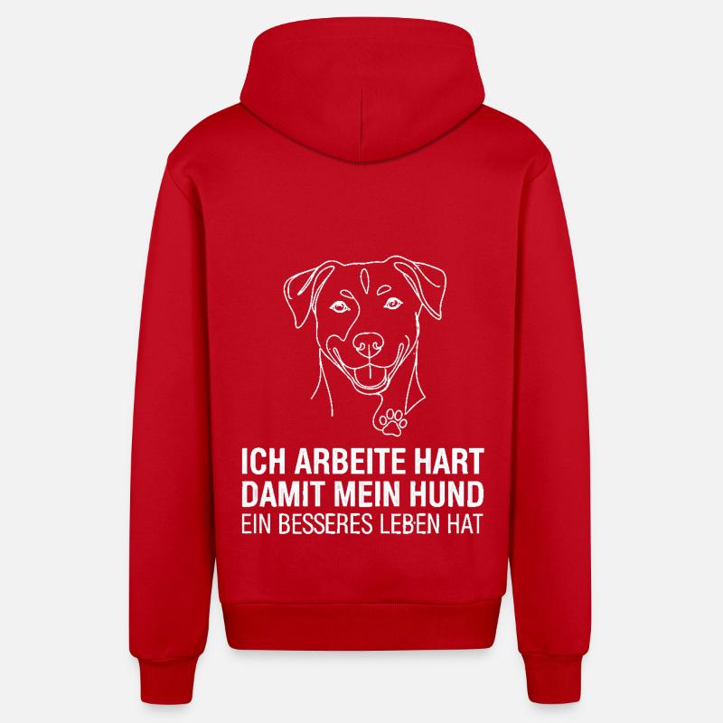 Je travaille dur pour mon chien - Veste à capuche bio décontractée fabriquée en UE - rouge