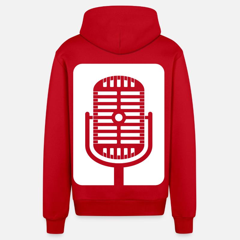 Emblème du micro rétro - Veste à capuche bio décontractée fabriquée en UE - rouge