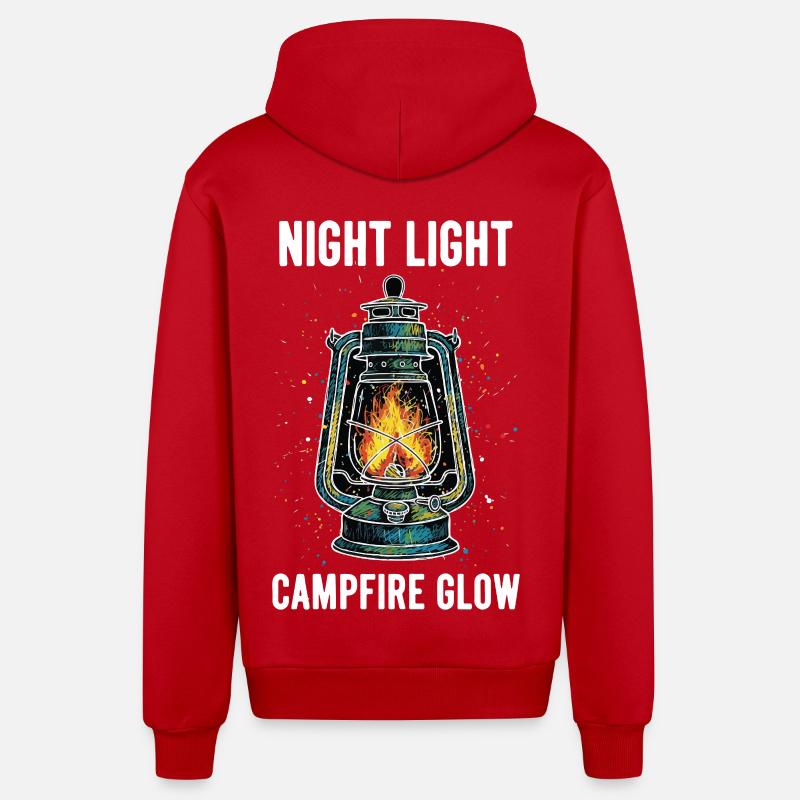 Night Light Campfire Glow Lanterne - Veste à capuche bio décontractée fabriquée en UE - rouge