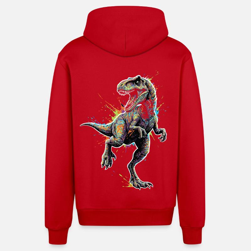 T-Rex_Apex_Explosion_Couleurs_Neon - Veste à capuche bio décontractée fabriquée en UE - rouge