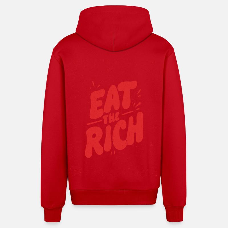 Manger les graffitis riches - Veste à capuche bio décontractée fabriquée en UE - rouge