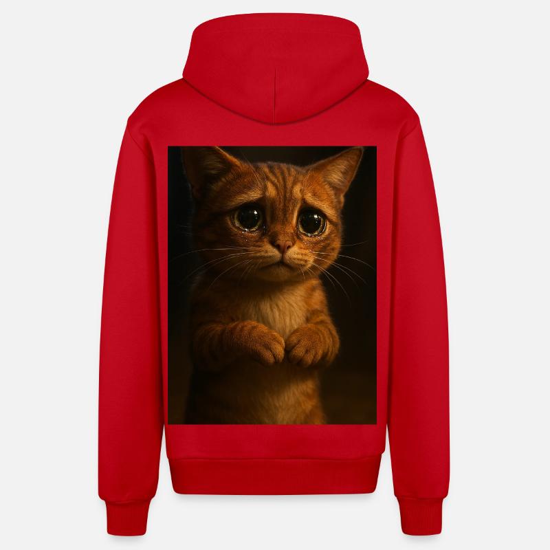 Mignon chaton - Veste à capuche bio décontractée fabriquée en UE - rouge