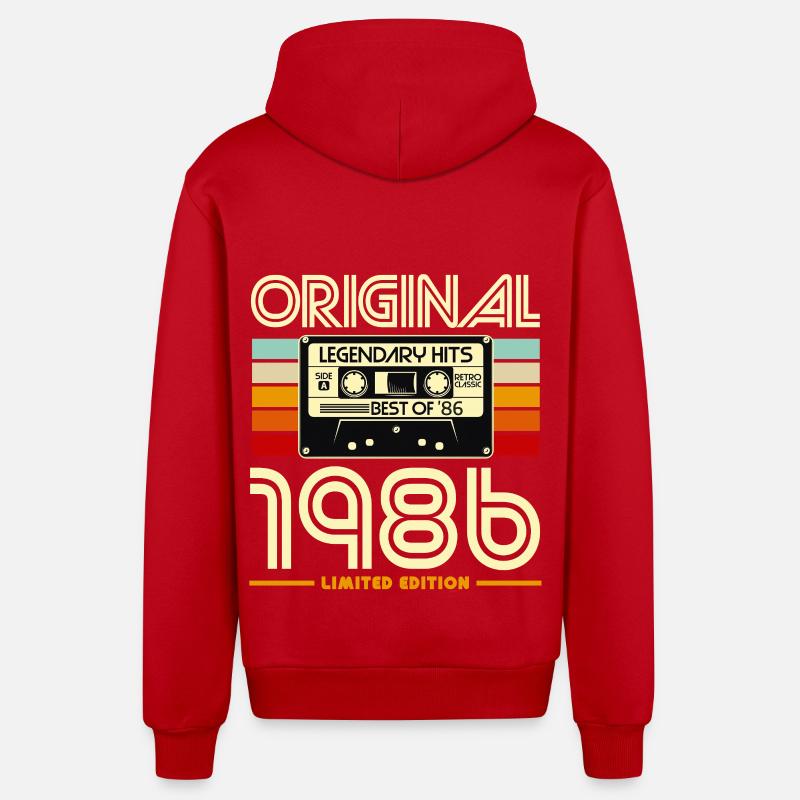 Cassette 1986 Édition Limitée - Veste à capuche bio décontractée fabriquée en UE - rouge