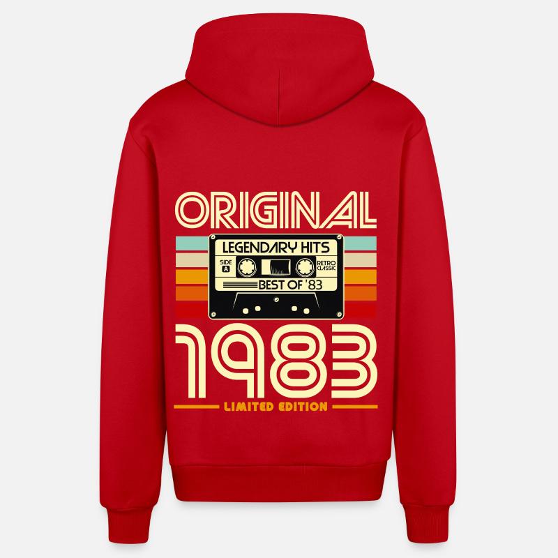 Cassette 1983 Édition Limitée Retro - Veste à capuche bio décontractée fabriquée en UE - rouge