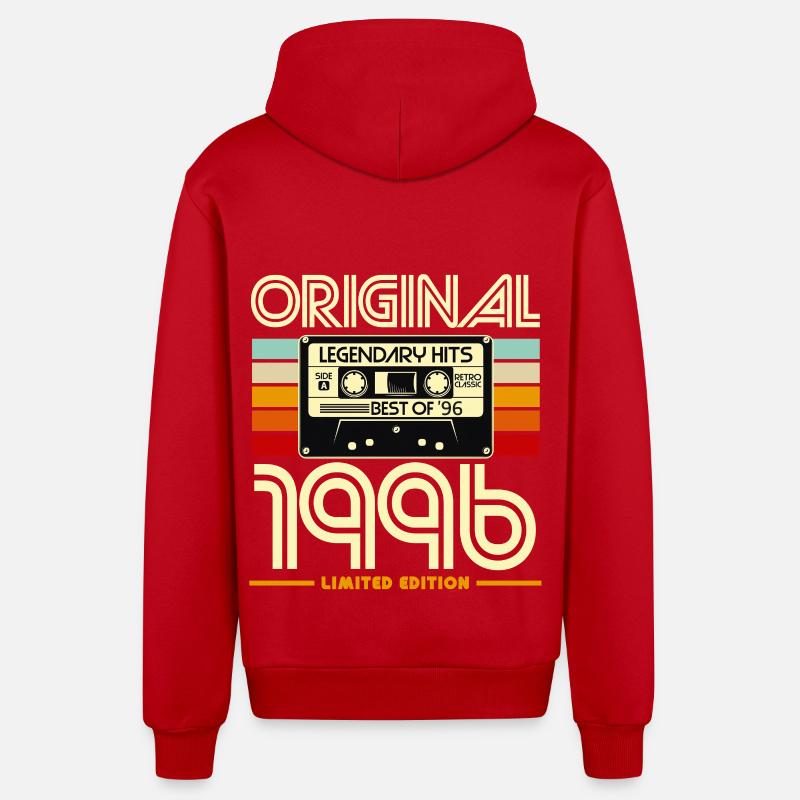 Original 1996 Cassette Limited - Veste à capuche bio décontractée fabriquée en UE - rouge