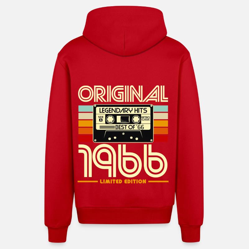 Original 1966 Cassette Retro - Veste à capuche bio décontractée fabriquée en UE - rouge