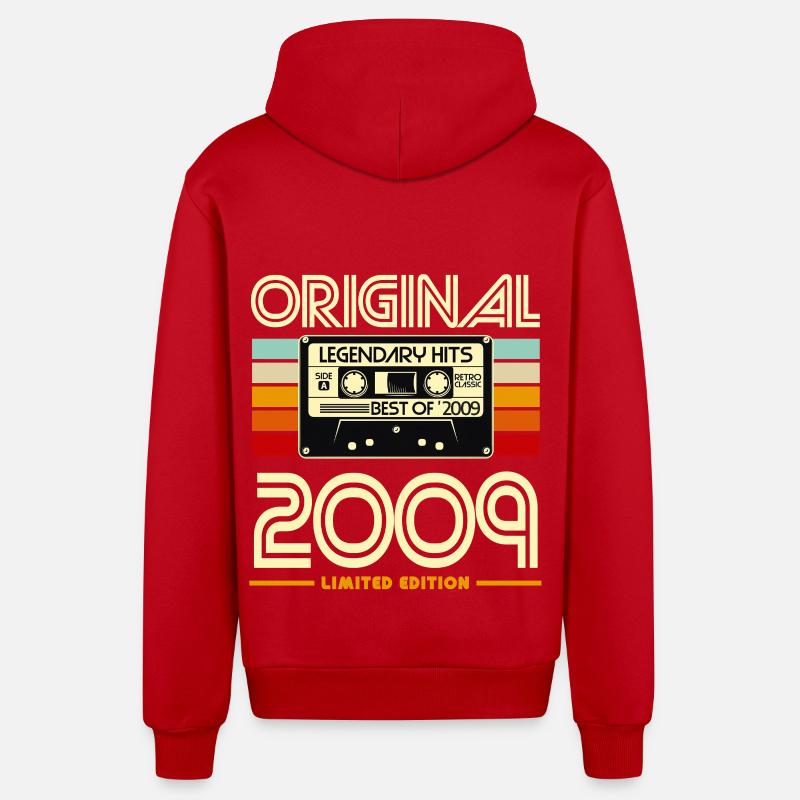 Cassette Retro 2009 Edition - Veste à capuche bio décontractée fabriquée en UE - rouge