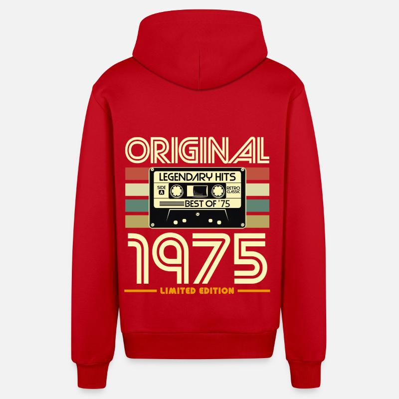 Original 1975 Retro Tape - Veste à capuche bio décontractée fabriquée en UE - rouge
