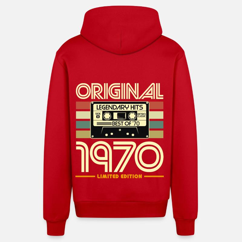 Cassette Rétro 1970 Originale - Veste à capuche bio décontractée fabriquée en UE - rouge