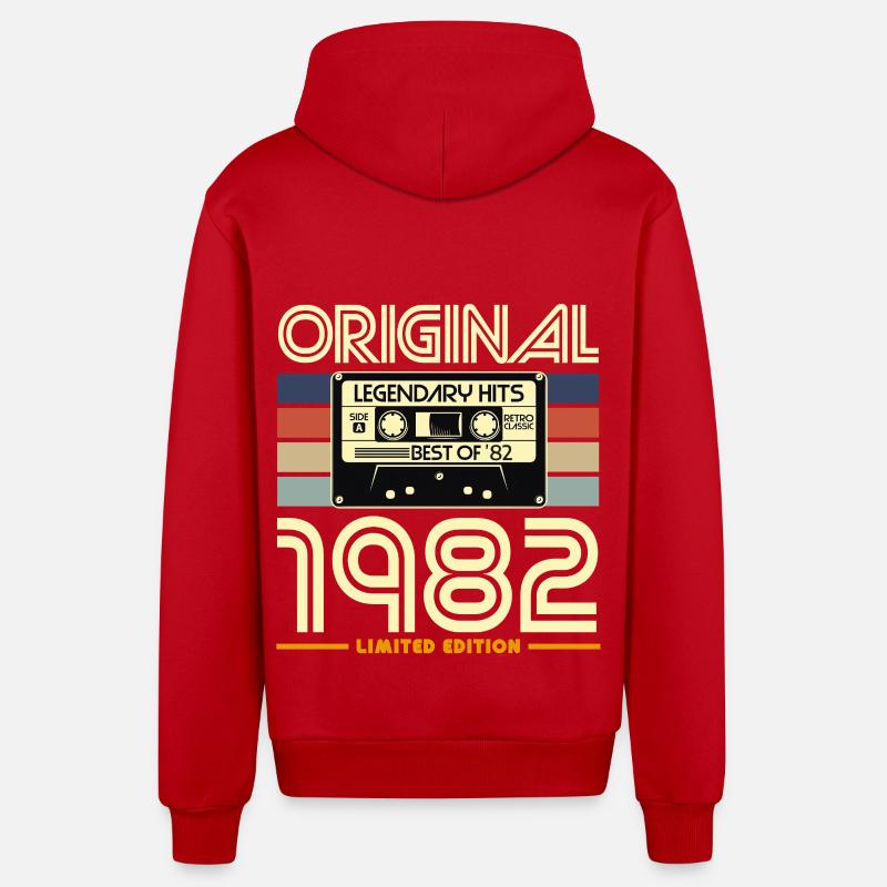Original 1982 Edition limitée - Veste à capuche bio décontractée fabriquée en UE - rouge