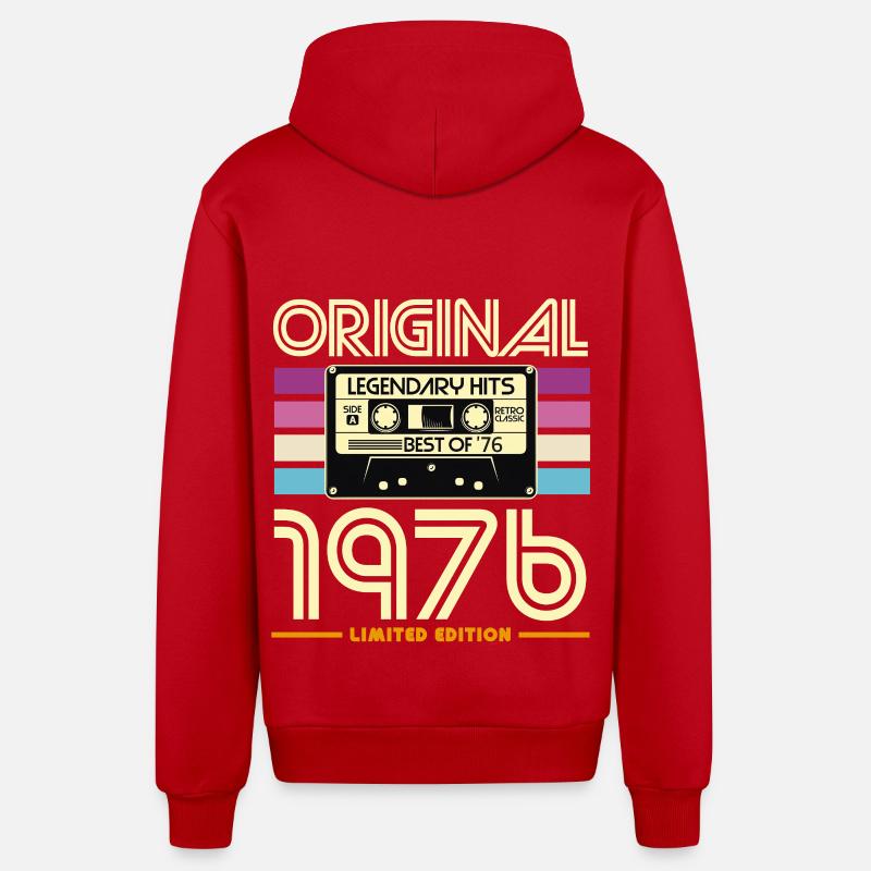 Cassette Retro 1976 Edition - Veste à capuche bio décontractée fabriquée en UE - rouge