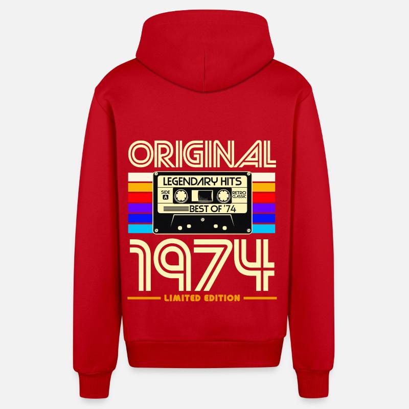 Original 1974 Limited Edition - Veste à capuche bio décontractée fabriquée en UE - rouge