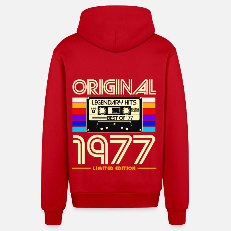 Original 1977 Retro Cassette - Veste à capuche bio décontractée fabriquée en UE - rouge