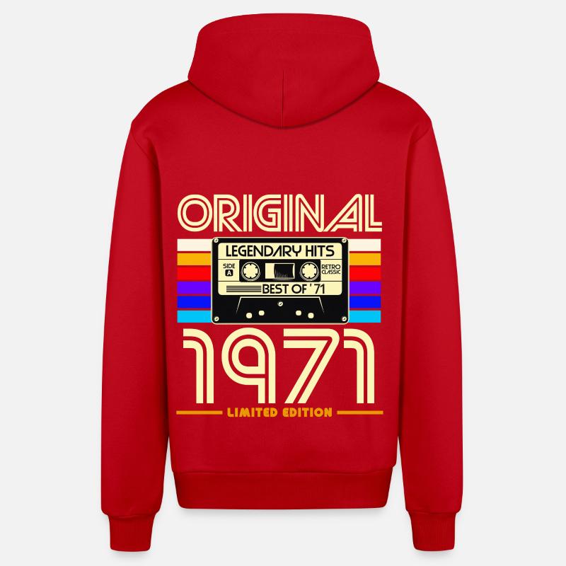 Cassettes 1971 Édition Limitée - Veste à capuche bio décontractée fabriquée en UE - rouge