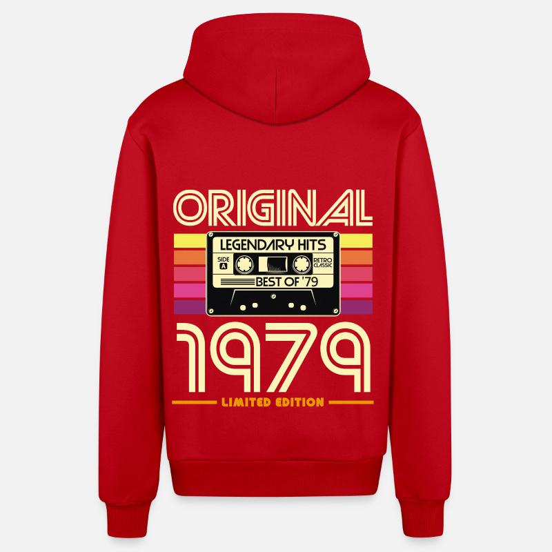 Original 1979 Cassette Retro - Veste à capuche bio décontractée fabriquée en UE - rouge