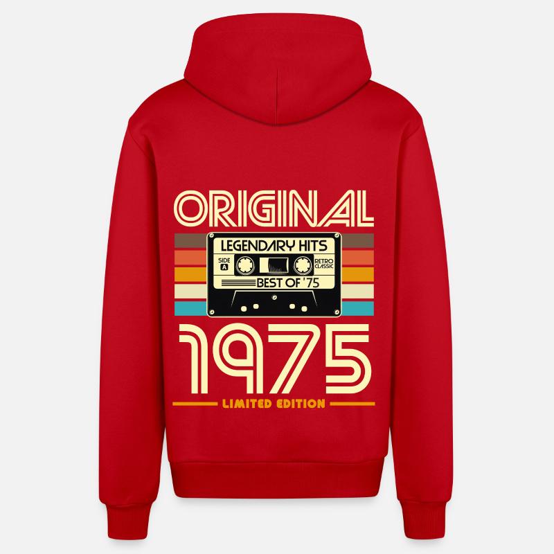 Original 1975 Edition Cassette Retro - Veste à capuche bio décontractée fabriquée en UE - rouge