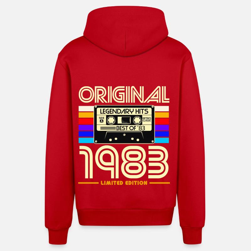 Original 1983 Retro Cassette - Veste à capuche bio décontractée fabriquée en UE - rouge