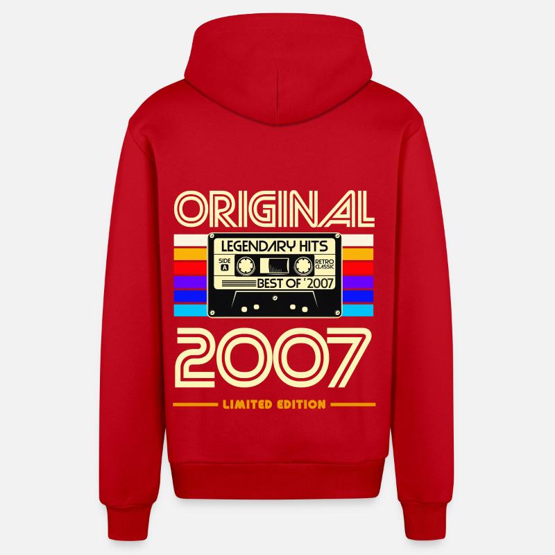 Original 2007: Hits rétro cassette - Veste à capuche bio décontractée fabriquée en UE - rouge