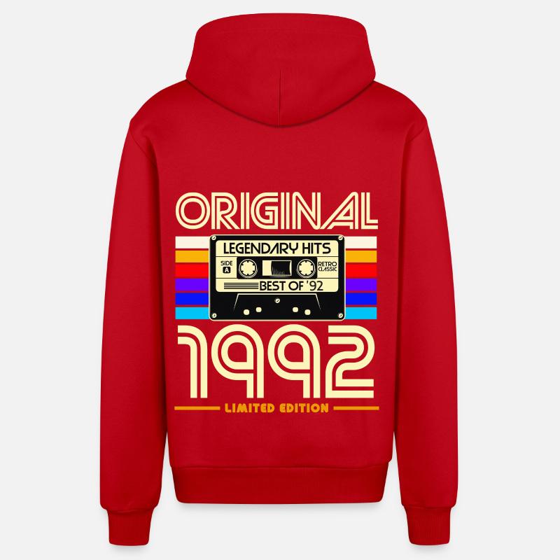 Original 1992 Legend Hits - Veste à capuche bio décontractée fabriquée en UE - rouge
