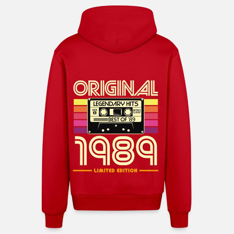 Original 1989 Cassette Rétro - Veste à capuche bio décontractée fabriquée en UE - rouge