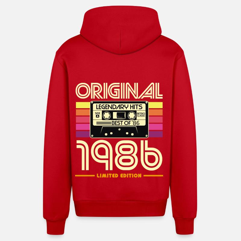 Cassette 1986 Édition Limitée Rétro - Veste à capuche bio décontractée fabriquée en UE - rouge