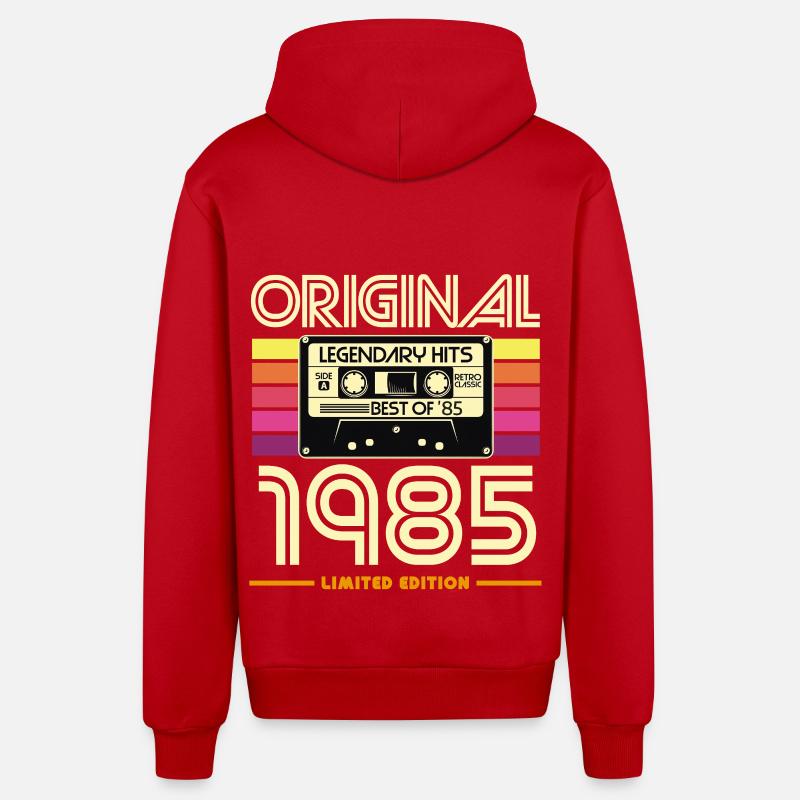 Original 1985 Retro Cassette - Veste à capuche bio décontractée fabriquée en UE - rouge