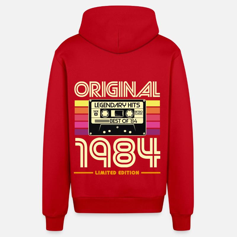Original 1994 Cassette Retro - Organic Relaxed Hooded Jacket Made in EU - red
