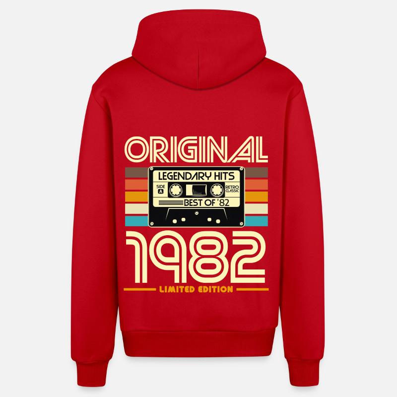 Original 1982Retro Cassette - Veste à capuche bio décontractée fabriquée en UE - rouge