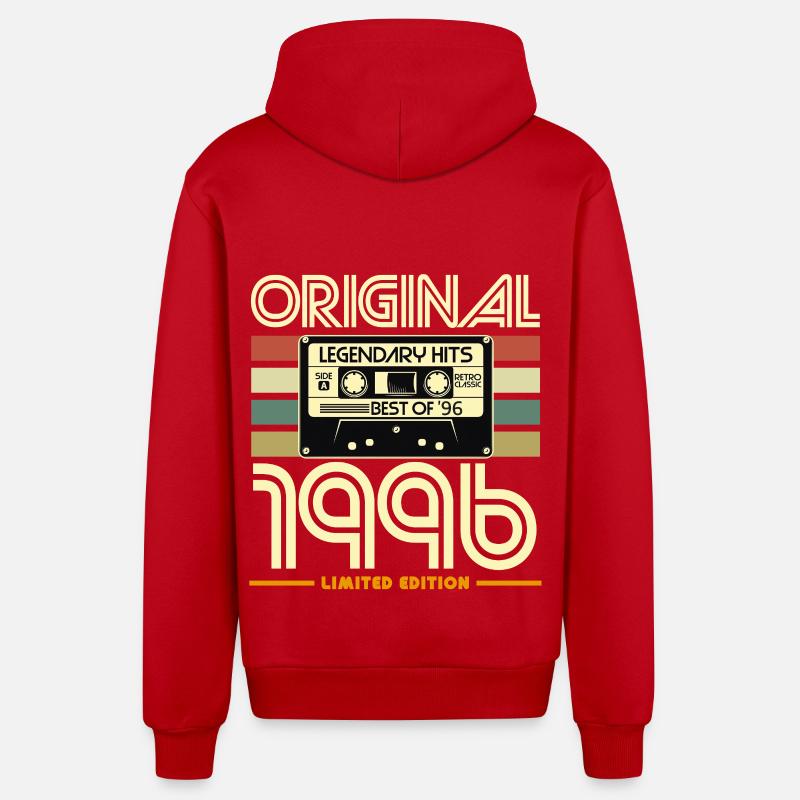 Original 1996 Cassette Nostalgie - Veste à capuche bio décontractée fabriquée en UE - rouge